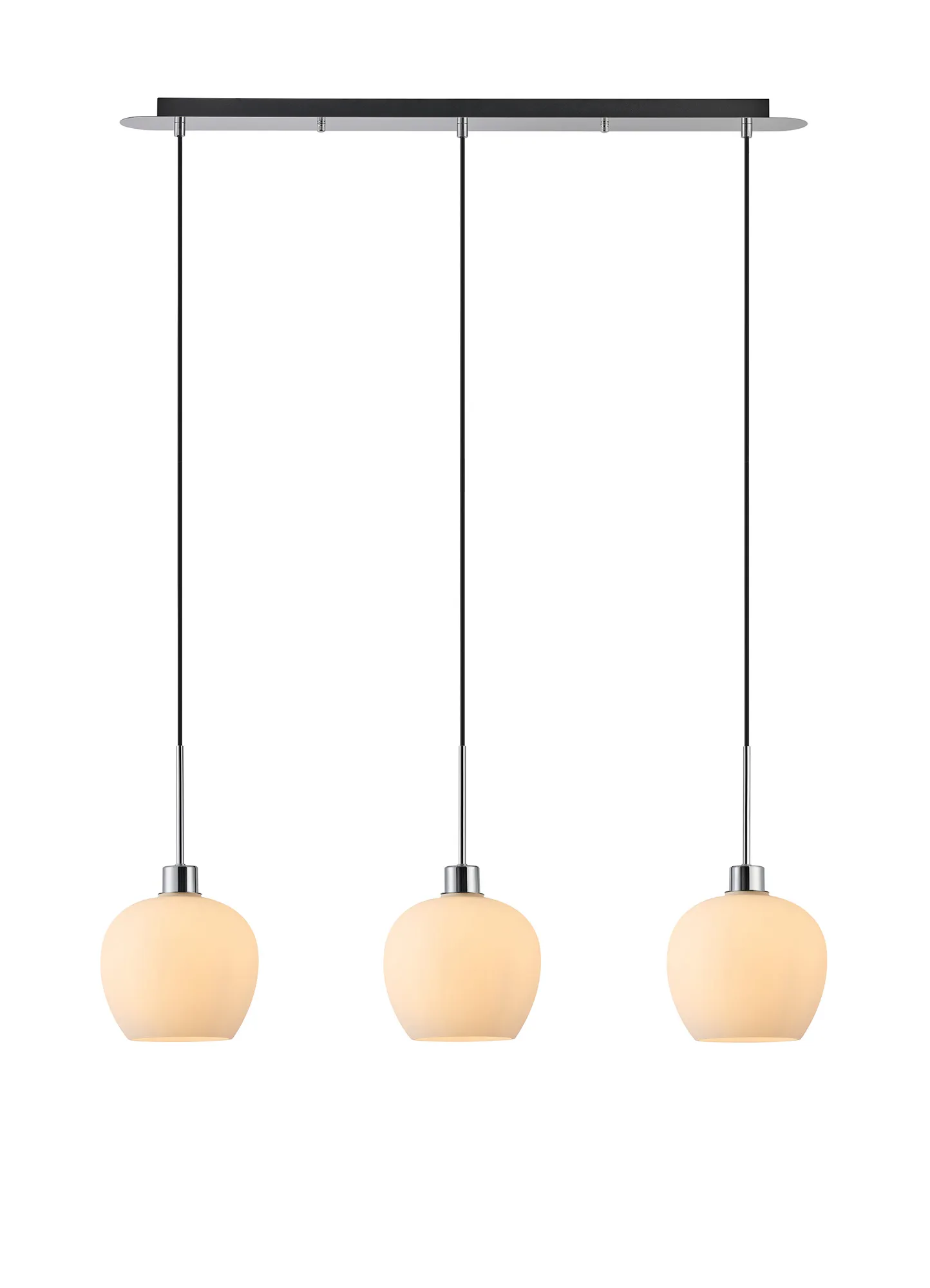 DK1309  Lori Linear Pendant, 3 Light Adjustable E27, Polished Chrome/Opal Wine Shades